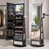 360° Swivel Lockable Jewelry Armoire Cabinet with Full-Length Mirror-Black