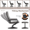 360° Swivel Reclining Chair with Ottoman and Adjustable Backrest-Grey