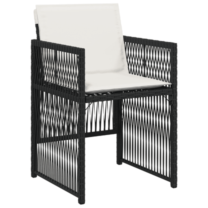 Garden Dining Cushions Poly Rattan Glass Black cream