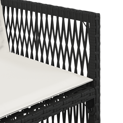 Garden Dining Cushions Poly Rattan Glass Black cream