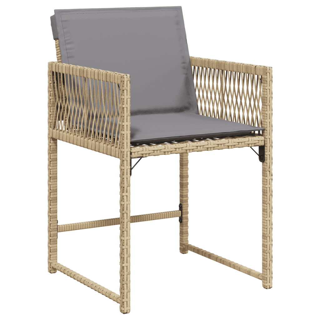 11 Piece Garden Dining Set with Cushions Poly Rattan Glass 10 pcs Mix beige