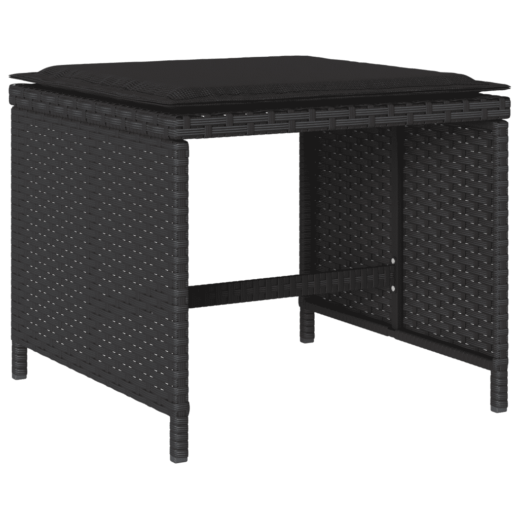Garden Dining Cushions Poly Rattan Glass Black