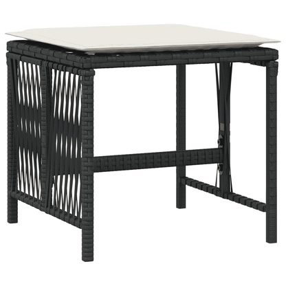 Garden Dining Cushions Poly Rattan Glass Black cream