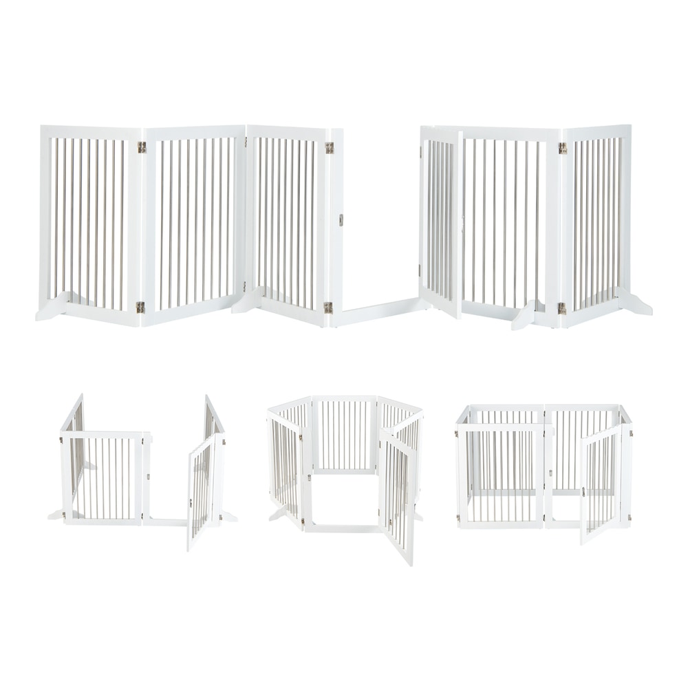366cm Freestanding Foldable Extra Wide Dog Gate with lockable door and 4 support feet