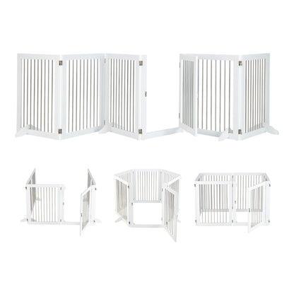 366cm Freestanding Foldable Extra Wide Dog Gate with lockable door and 4 support feet