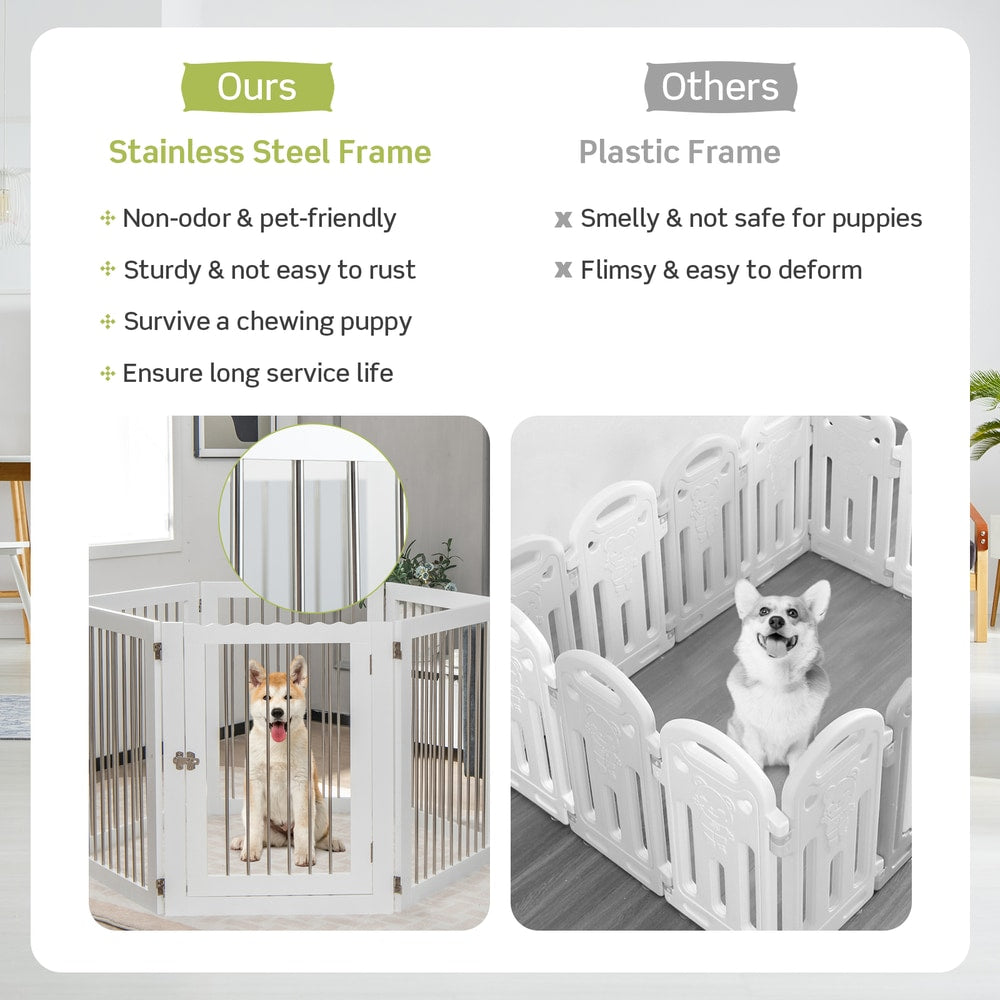 Comparison of the white wooden pet gate with other plastic pet gates