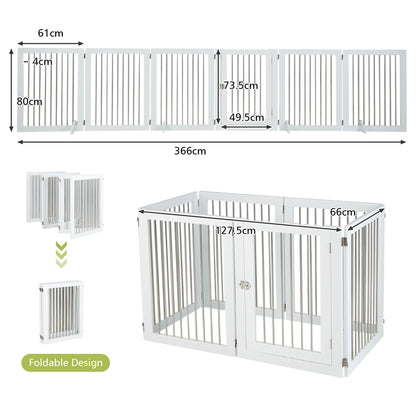 Diagram showing the dimensions and foldable design of the extra wide dog gate