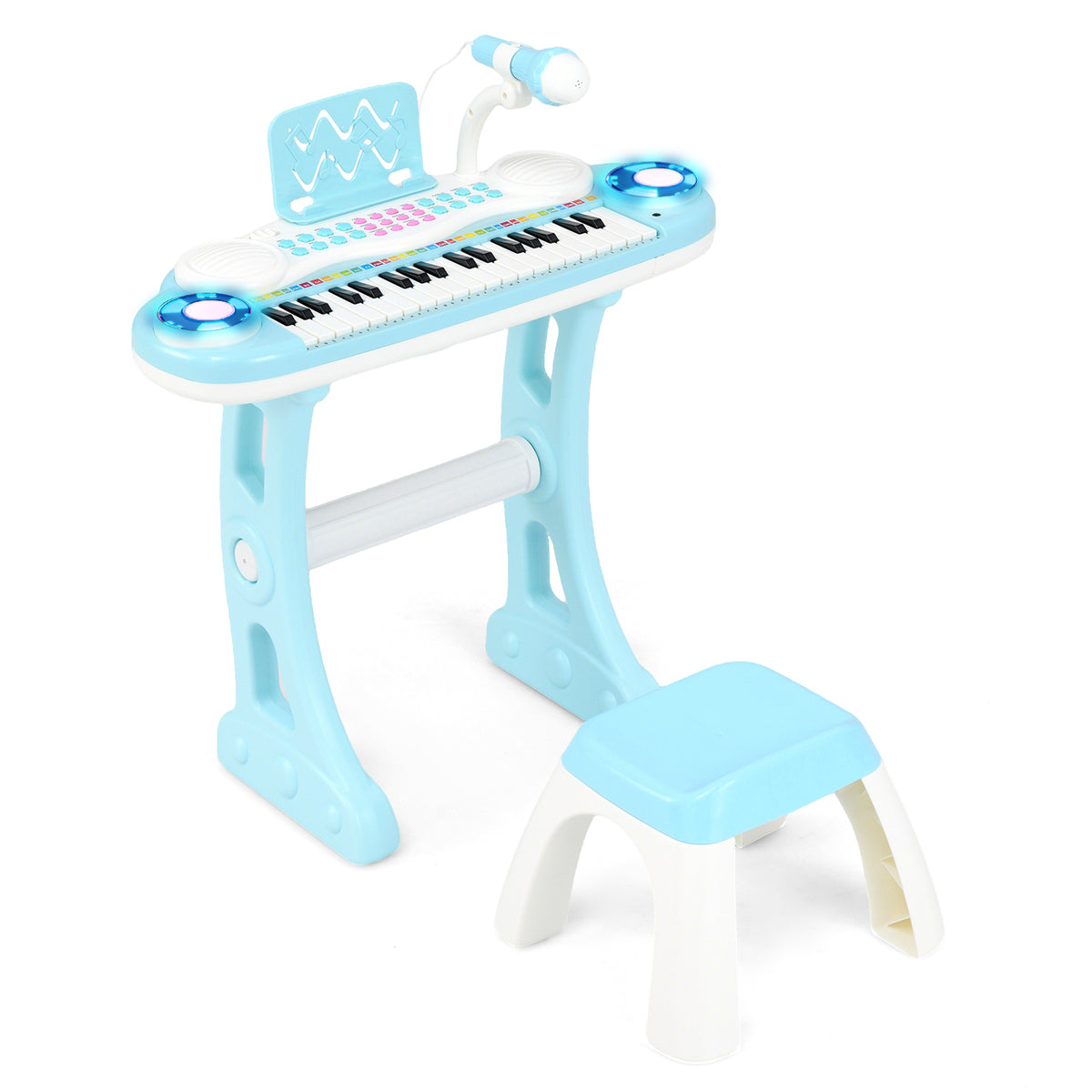37 Keys Electronic Kids Piano Toy with detachable legs and stool in blue