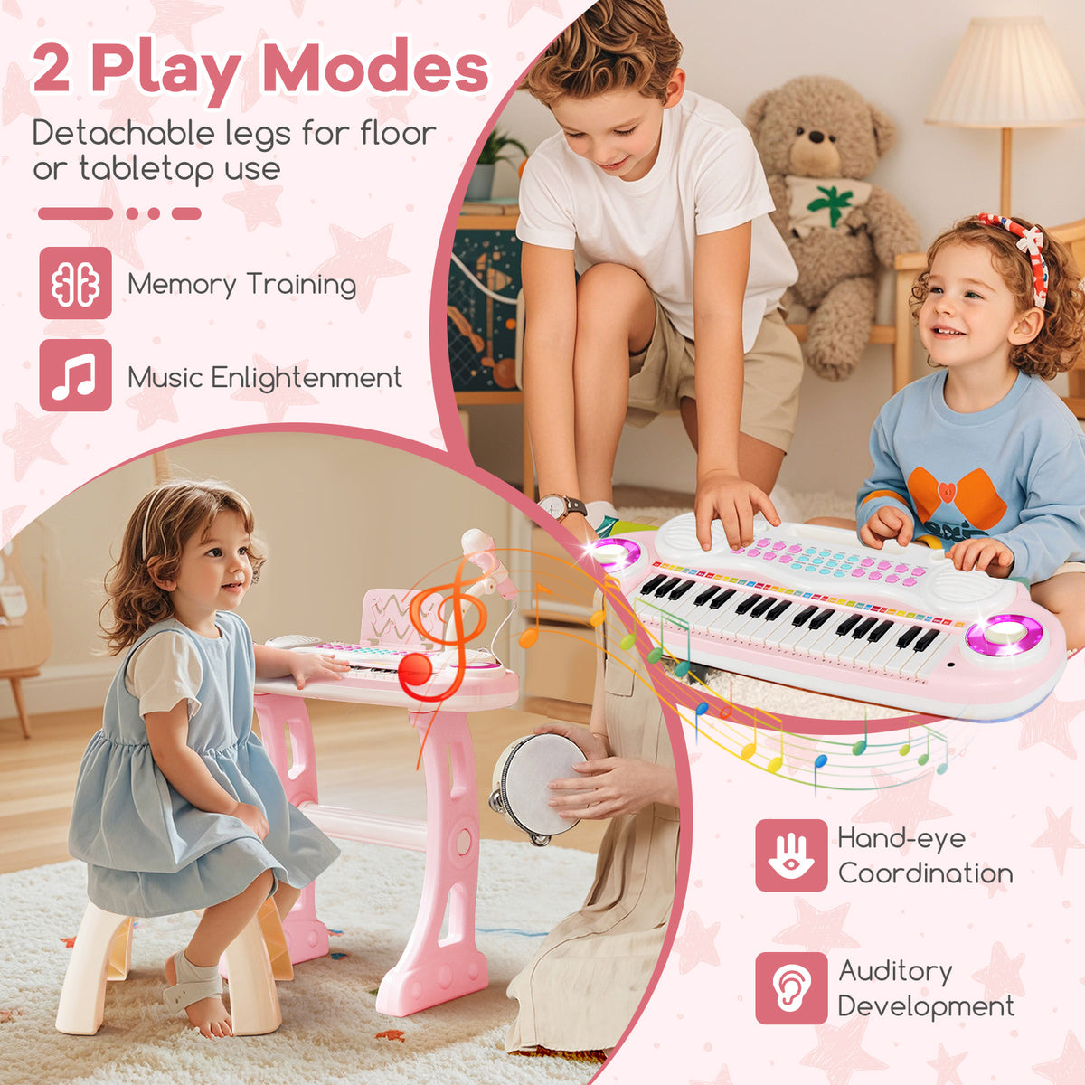 The electronic piano being used by children to develop musical skills