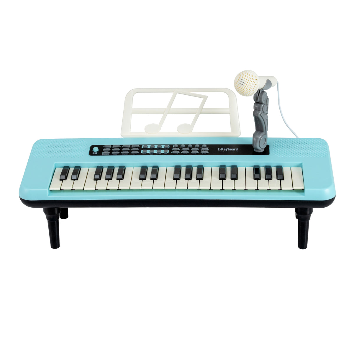 37 Keys Kids Portable Piano Keyboard with microphone and music stand in blue