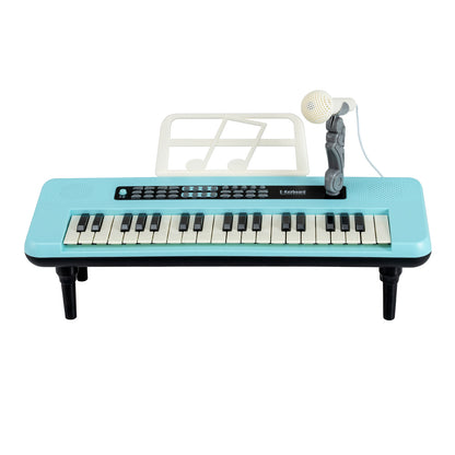 37 Keys Kids Portable Piano Keyboard with microphone and music stand in blue