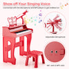 37-Key Electronic Piano Keyboard with Adjustable Microphone-Red