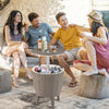 Outdoor Cooler Side Table with Telescopic Tabletop for Beer & Wine-Brown