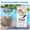 Outdoor Cooler Side Table with Telescopic Tabletop for Beer & Wine-Brown