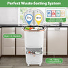 38L Kitchen Trash Can Sorting Garbage Bin with Lids 2 Detachable Buckets-White