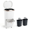 38L Kitchen Trash Can Sorting Garbage Bin with Lid 2 Detachable Buckets-White