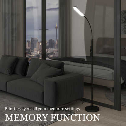 HOMCOM LED Floor Lamp, Standing Lamp with Remote & Touch Control, Stepless Dimmable Colours Temperature & Brightness, 360 degrees Adjustable Gooseneck, 1 Hour Timer, Memory Function for Living Room, Black
