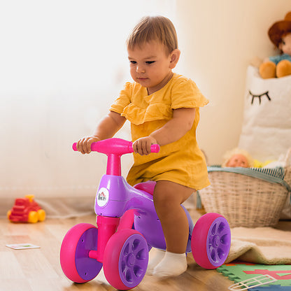 HOMCOM Baby Balance Bike Toddler Training Walker Smooth Rubber Wheels Ride on Toy Storage Bin Gift for Boys Girls Violet Fuchsia