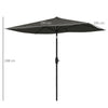 Outsunny 2 x 3(m) Garden Parasol Umbrella, Rectangular Outdoor Market Umbrella Sun Shade with Crank & Push Button Tilt, 6 Ribs, Aluminium Pole, Dark Grey