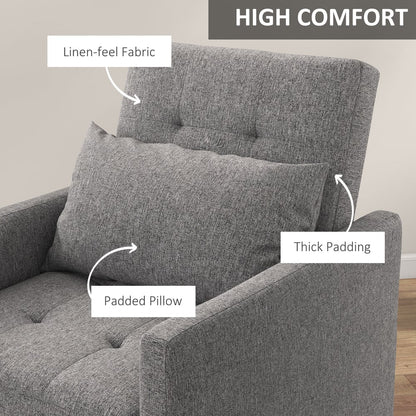 HOMCOM 3-In-1 Single Chair Bed with Adjustable Backrest in Grey