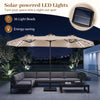 390cm Double-Sided Patio Umbrella Large Rectangle Market Umbrella with 36 LED Lights-Beige