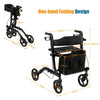 Folding Aluminium Rollator Walker Mobility Aid With 4 Wheels-Black