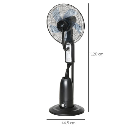 HOMCOM 18" Pedestal Fan with Water Mist Spray in Black