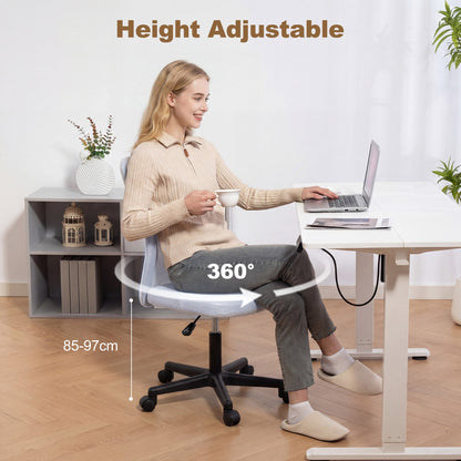 Vinsetto Mesh Office Chair Armless Swivel Executive Computer Desk Chair Adjustable Height Wheels White