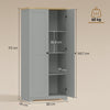 HOMCOM Kitchen Cupboard, 172cm Freestanding Storage Cabinet with Doors and Shelves, Grey