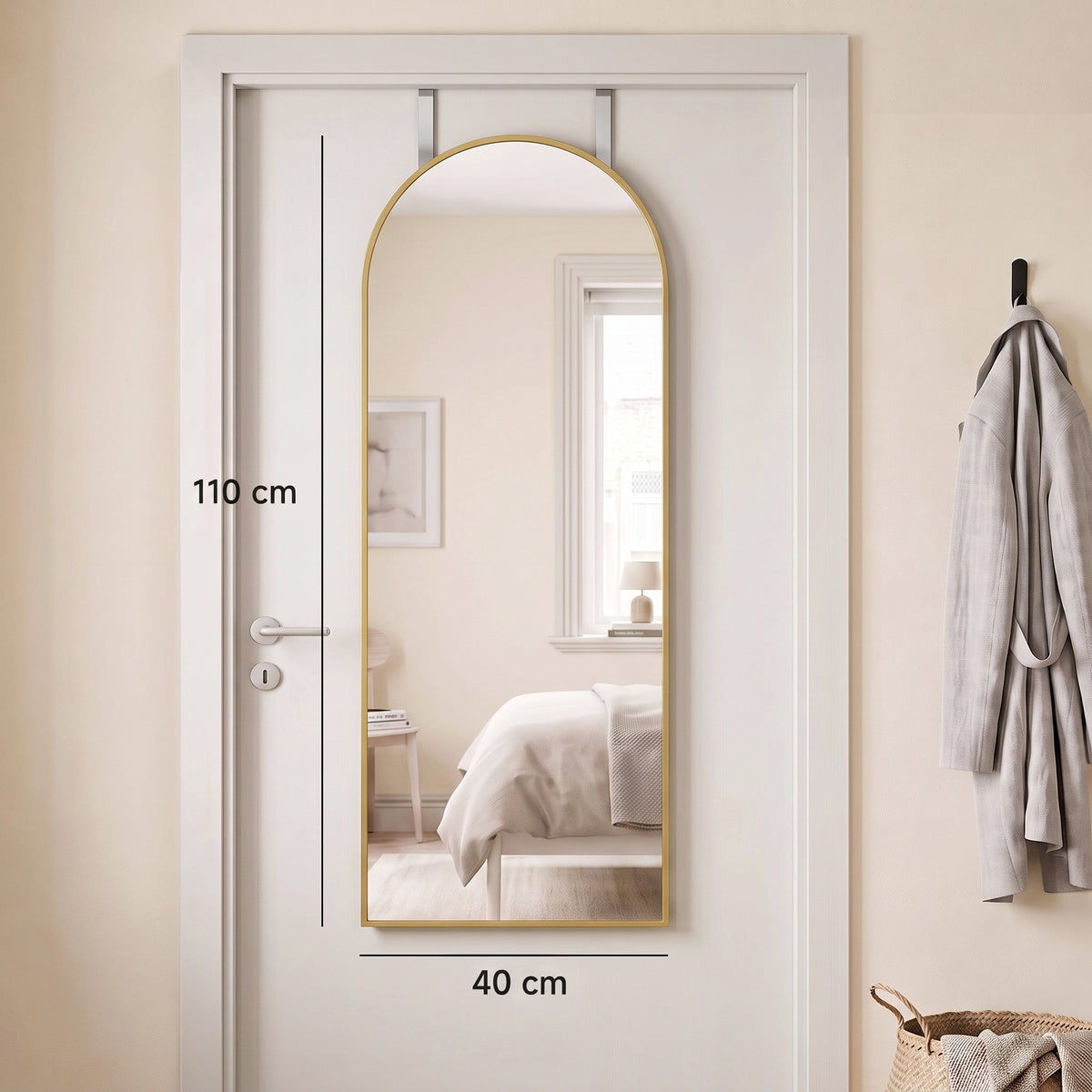 HOMCOM Full Length Hanging Mirror in Gold Tone