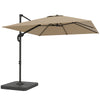 Outsunny 2.4 x 2.4 m Cantilever Parasol with Umbrella Weights, UPF50+ Offset Outdoor Umbrella w/ Easy Tilt Adjustment, Khaki