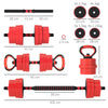 SPORTNOW 30kg Four-In-One Adjustable Weight Dumbbells Set, Barbell, Kettlebell, Push Up Stand - Red