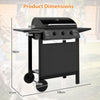 3-Burner Propane Gas Grill 24,000 BTU Portable with Lid and Side Tables