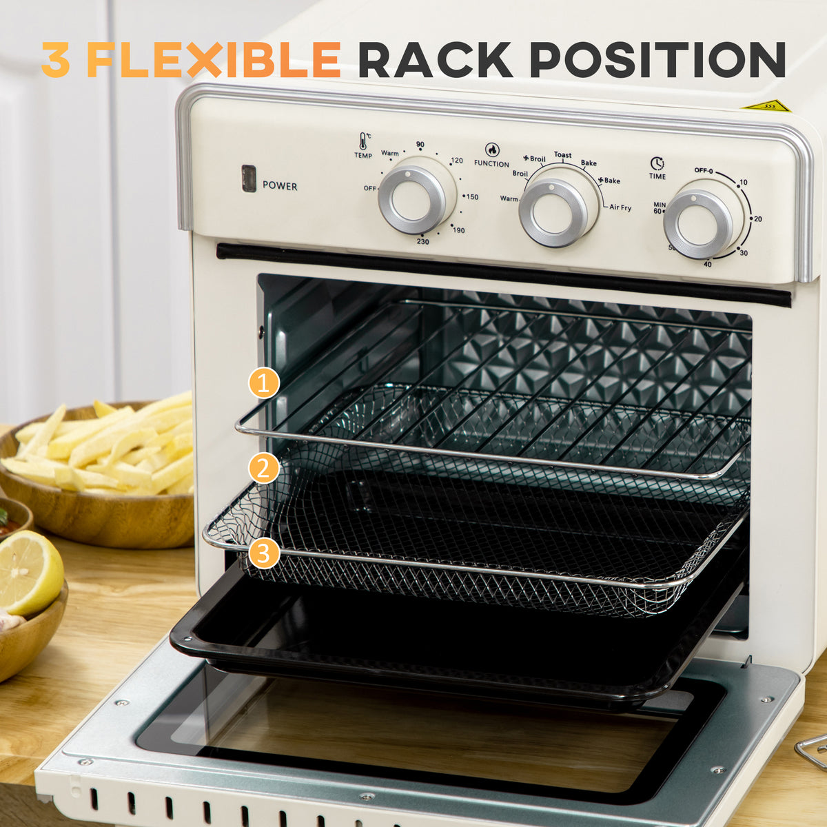 HOMCOM 20L Mini Electric Oven in Cream