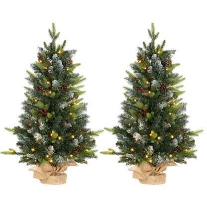 HOMCOM Set of Two 3ft Christmas Trees in Green