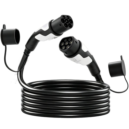 HOMCOM Type 2 EV Charging Cable, 22kW, 32A, Mode 3, 3-Phase, 10m Type 2 to Type 2 EV Extension Cable for EVs, PHEVs