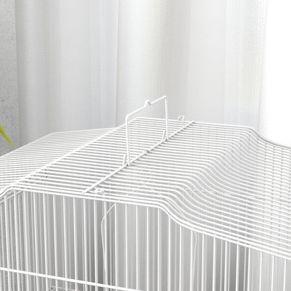 PawHut Large Metal Bird Cage with Perches, Food Bowls, Swing, for Budgies, Parakeets, White