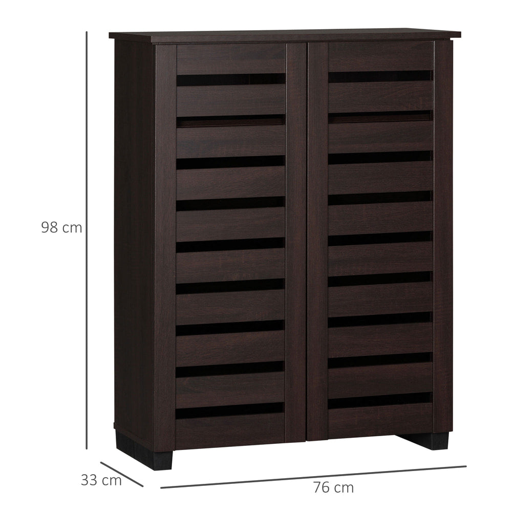 HOMCOM 15 Shoe Storage Cabinet in Dark Brown