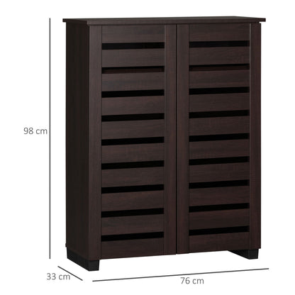 HOMCOM 15 Shoe Storage Cabinet in Dark Brown
