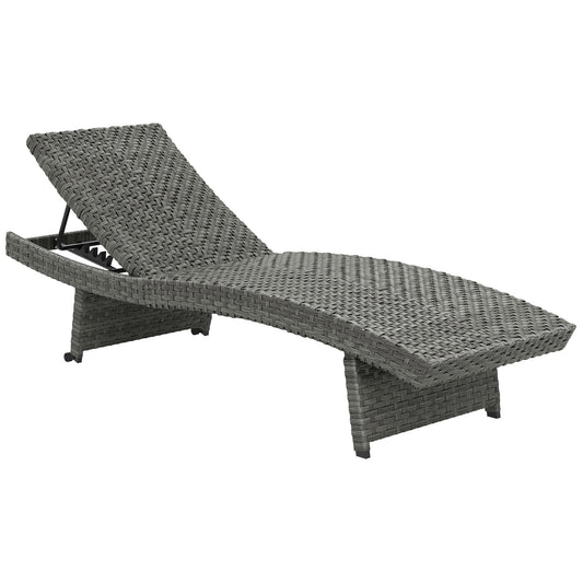 Outsunny Outdoor PE Rattan Sun Lounger in Grey