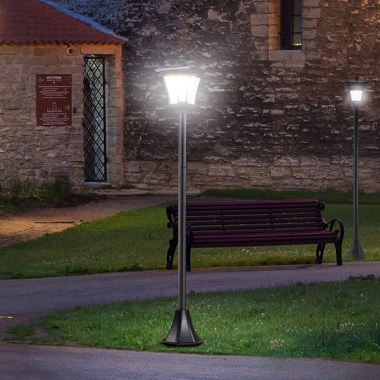 Outsunny قطعتان مصباح حديقة خارجي يعمل بالطاقة الشمسية مع مستشعر خافت إضاءة LED للفناء بطول 1.6 متر – أسود