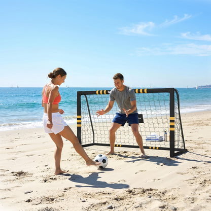 SPORTNOW Football Goal, 6 x 4ft Portable Football Net with EPE Foam Padding, PVC Tube Covers Ground Stakes and Metal Frame