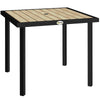 Outsunny Square Garden Dining Table with 5.4cm Parasol Hole, Slatted Top, Metal Frame, 86 x 86 x 71cm, Brown
