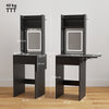 HOMCOM Small Vanity Desk with Mirror and LED Lights, Compact Dressing Table with Drop Leaf, Open Shelves and Drawer, Black