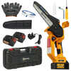 Outsunny Mini Chainsaw Cordless, 8 Inch Electric Chainsaw with 2 x 4000mAh Batteries, Brushless Motor and Safety Lock for Tree Trimming, Garden, Wood Cutting, Orange