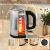 HOMCOM Simple Polished Toaster and Kettle Set - Silver Tone