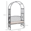 Outsunny Metal Frame Bench W/Arch, 114Lx60Wx206H cm-Grey
