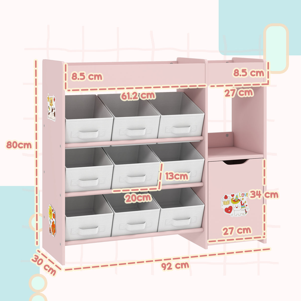 AIYAPLAY Kids Toy Storage in Pink