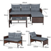 3 Pieces Patio Conversation Bistro Set with Washable Couch Cushion-Grey