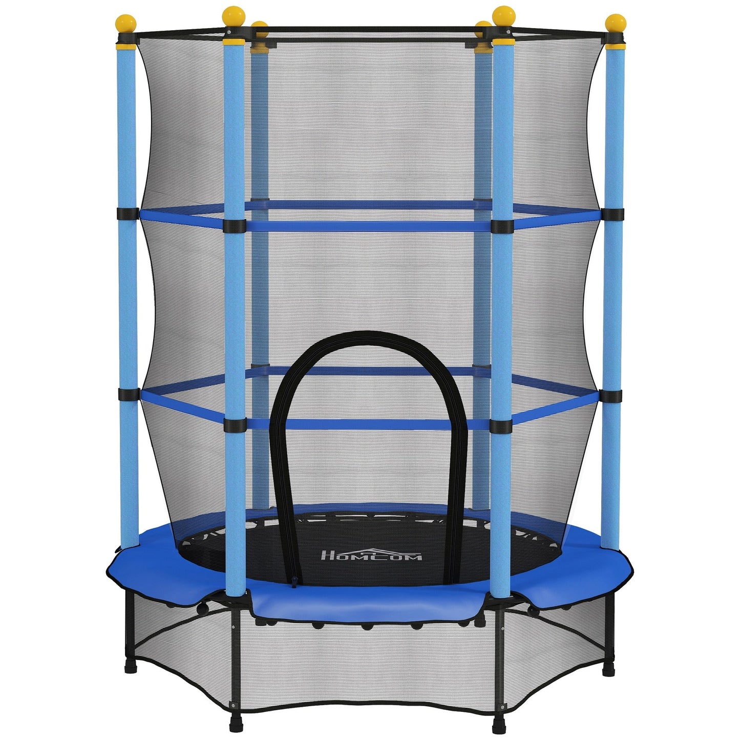 HOMCOM ترامبولين للأطفال 4.6 قدم/55 بوصة مع حاجز أمان، للاستخدام في الهواء الطلق والداخل، للأعمار من 3 إلى 10 سنوات، أزرق